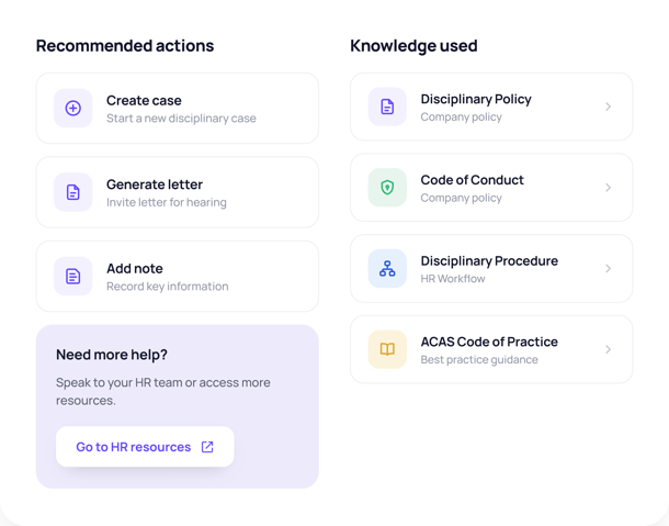 AI Assistant - recommended actions