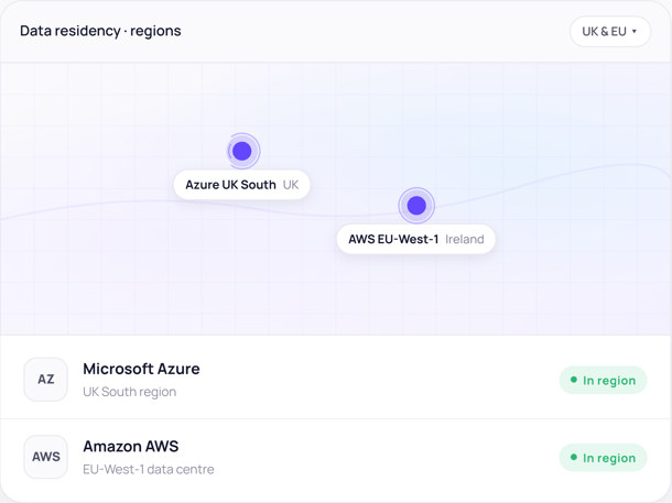 DS-data-residency-map showing Azure and AWS locations