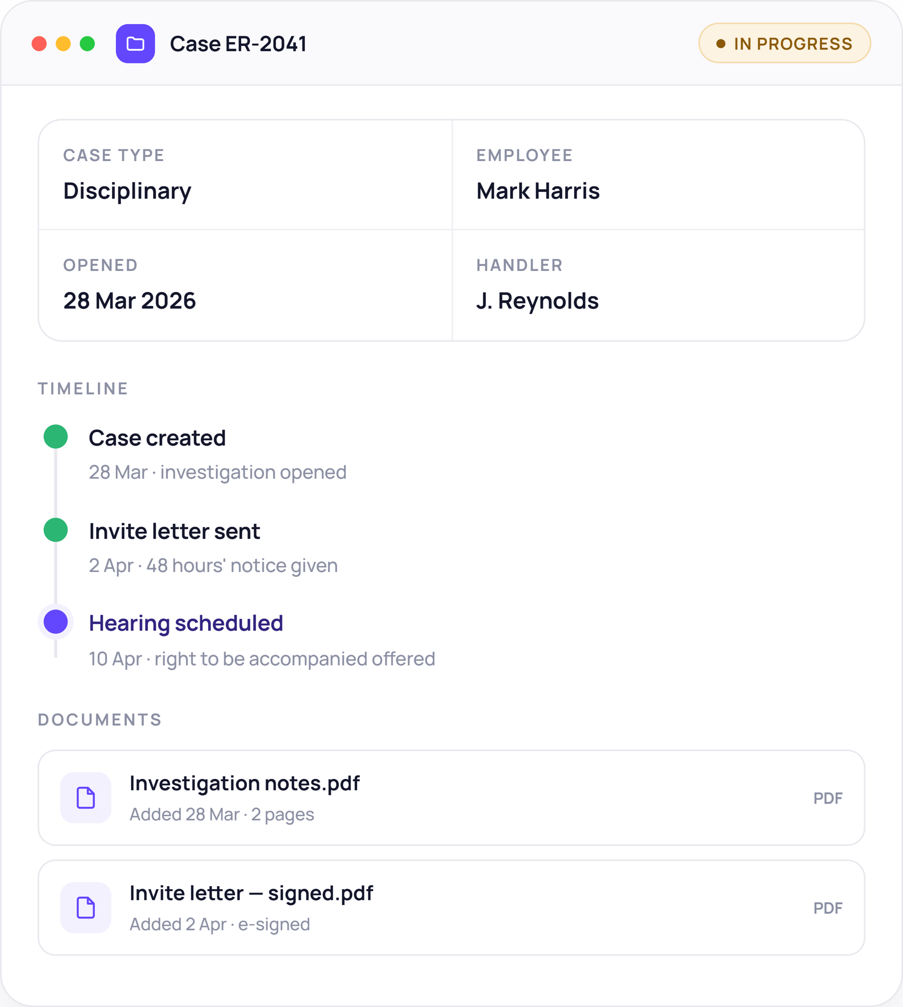 Employee relations - case-overview dashboard
