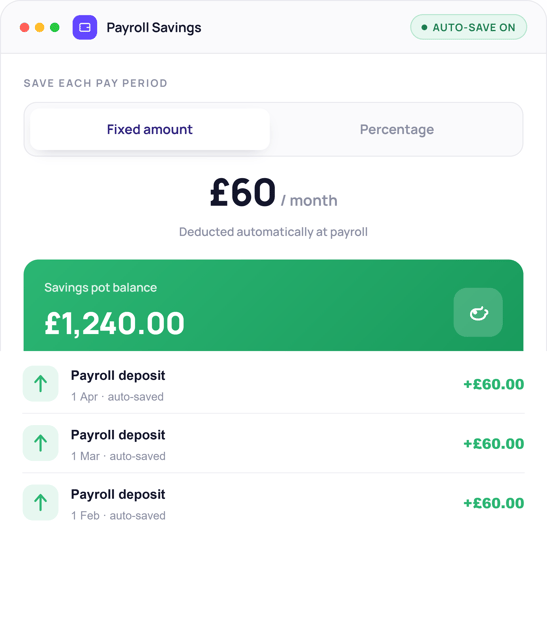 Financial wellbeing - payroll-savings showing the saving balance