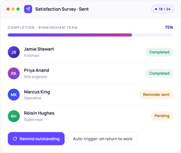 Forms feedback - distribution showing a satisfaction survey