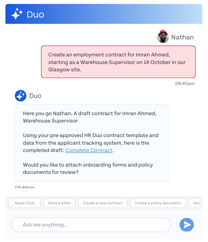 Ask Duo HR Duo Employment Contract AI Assistant Ask Duo HR Duo Employment Contract AI Assistant