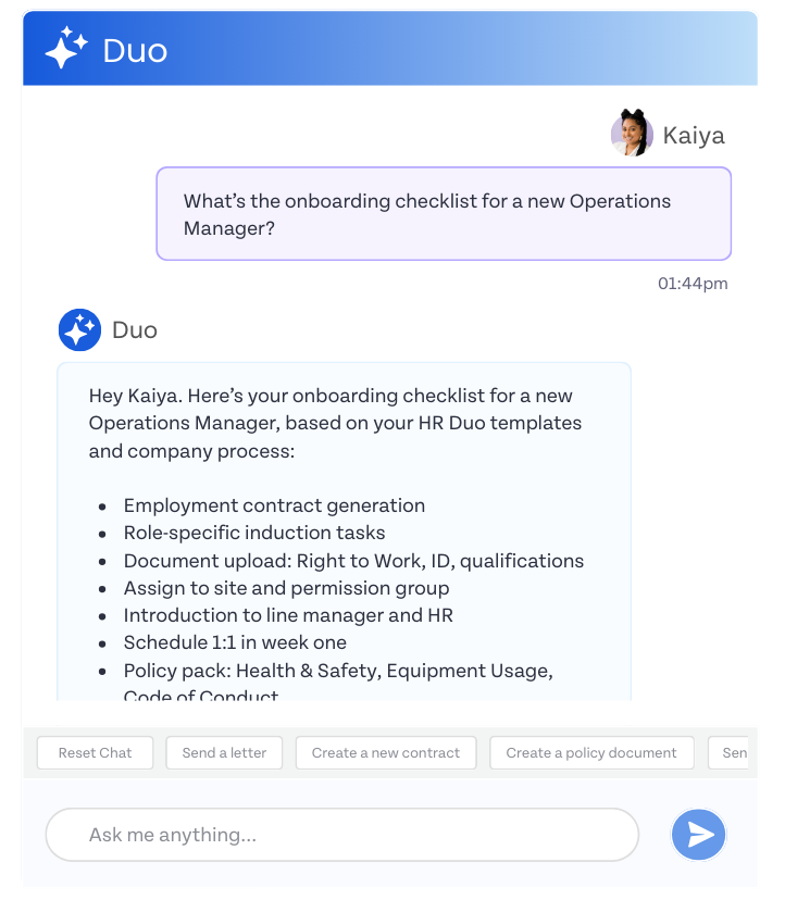Ask Duo HR Duo Onbarding AI Assistant Ask Duo HR Duo Onbarding AI Assistant