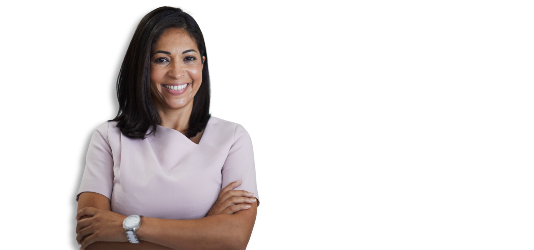 Healthcare hero banner with smiling healthcare professional and demo CTA on purple background