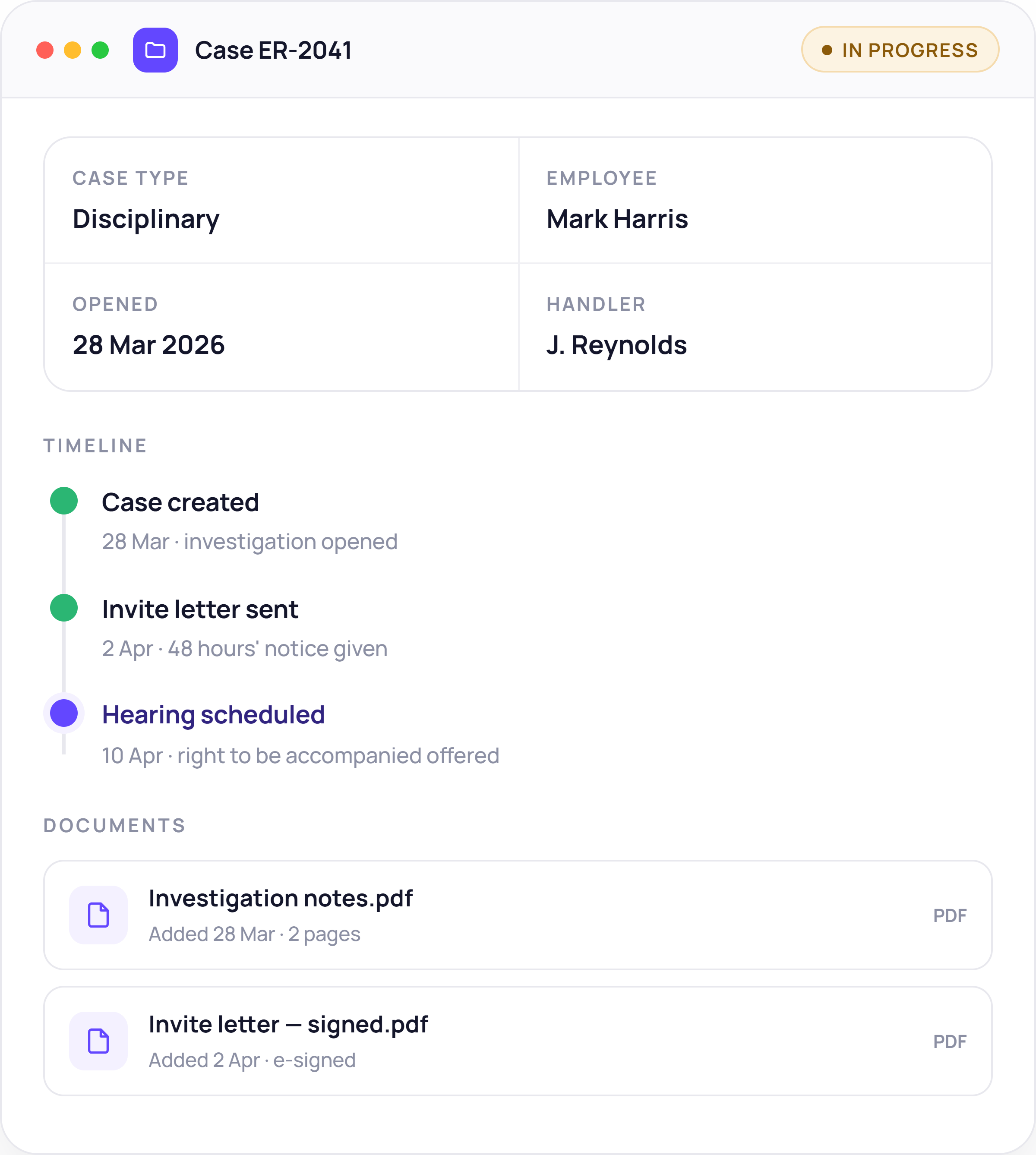 Employee relations - case-overview dashboard