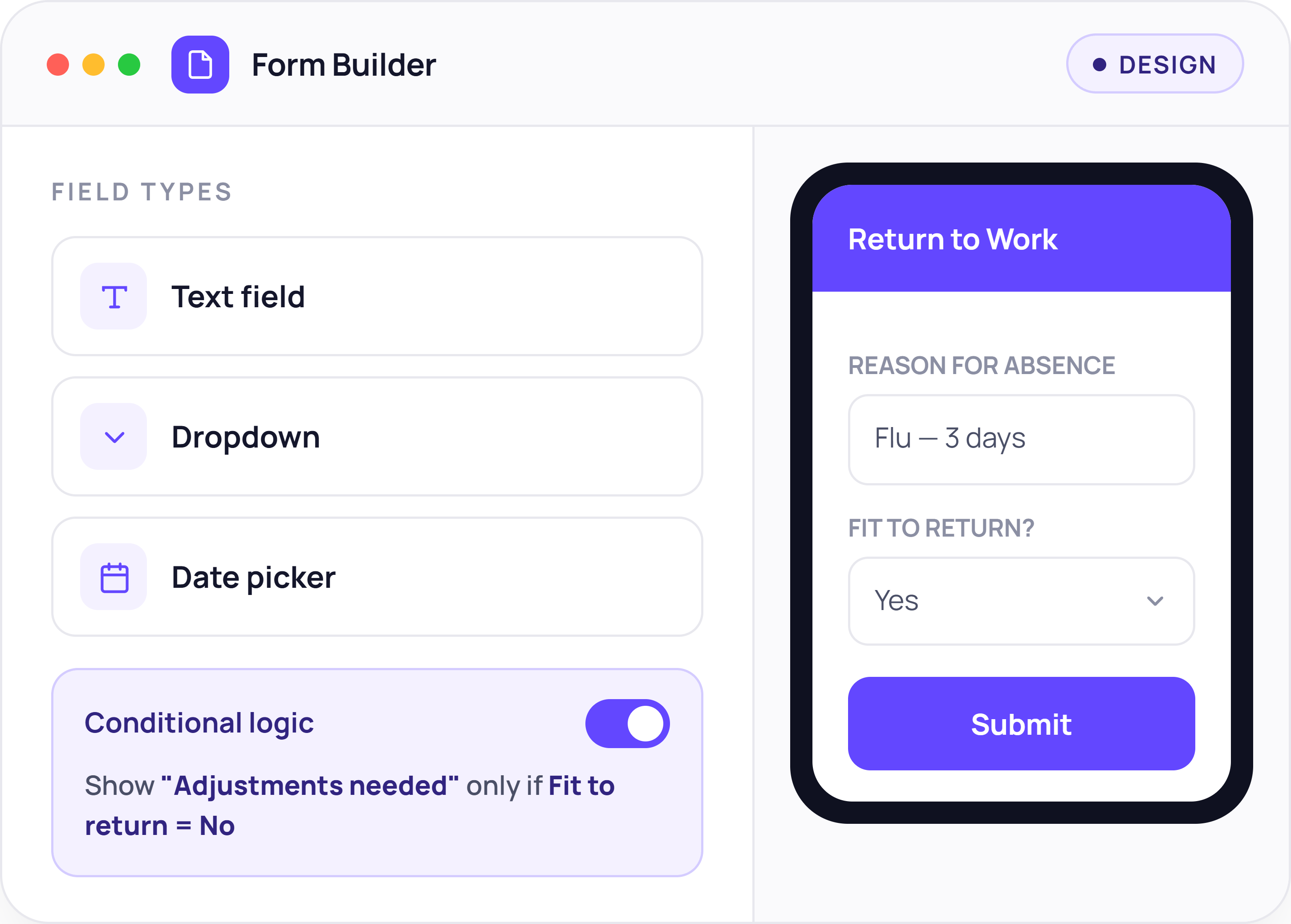 Forms feedback - builder-logic dashboard