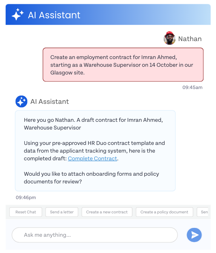 HR Duo ai Document creation