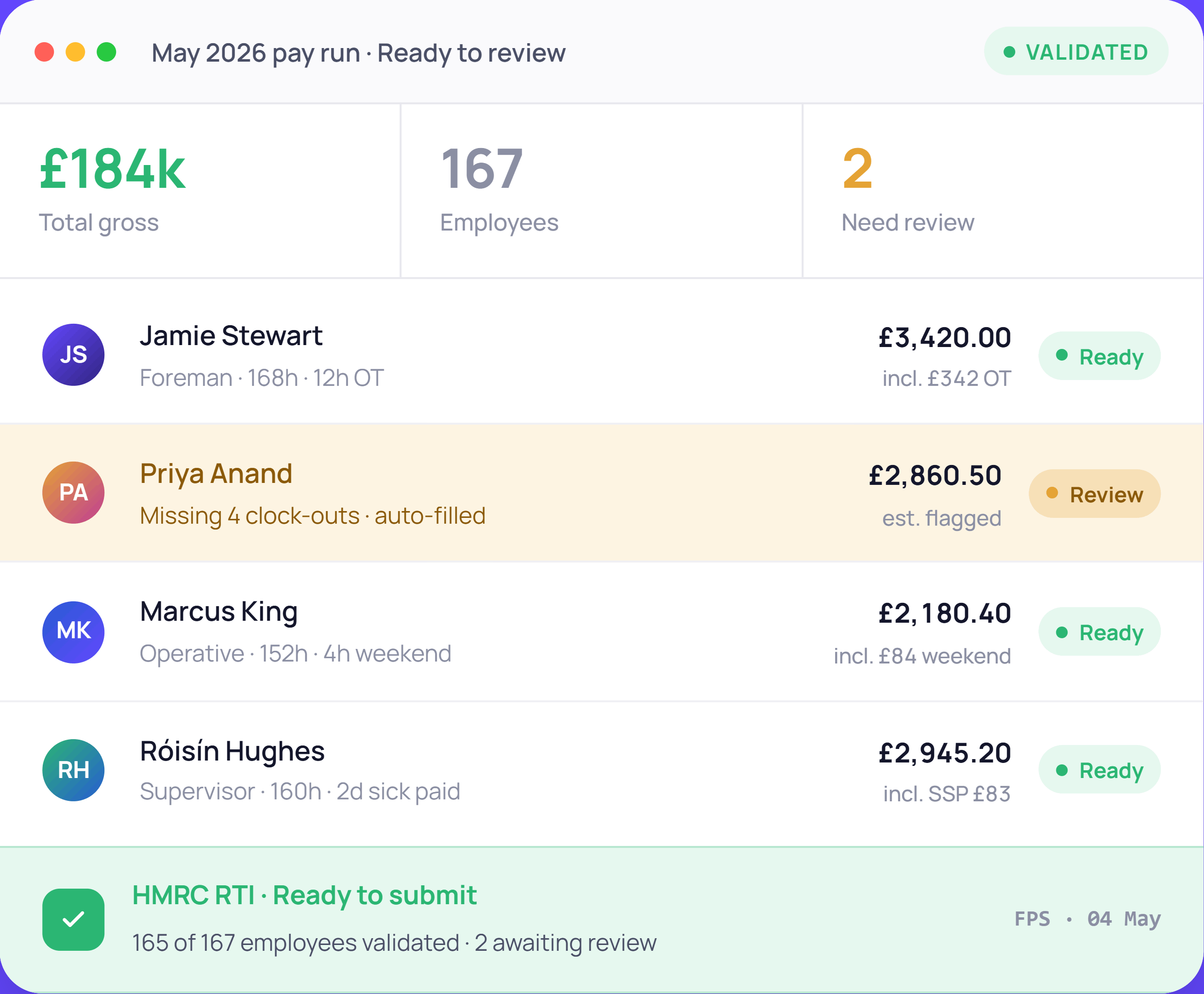 Payroll and Finance - pay-run-ready for the month of May 2026